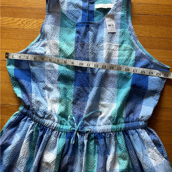 Blue Plaid with Open Back LOFT Dress, XL, NWT - Picture 7 of 10
